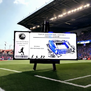 Fußball Stadion Tour Gutschein, Fußball Ticket, Spiel Karte, Fußball Geschenke, personalisierte Gutschein, für Weihnachten, Freund Geburtstag