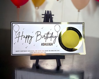 Personalised Happy Birthday Scratch Card - Custom Gift Reveal Card for a Surprise Birthday