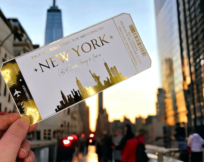 Surprise Holiday Reveal Foil Boarding Pass, Golden Ticket, Surprise Weekend, Travel Ticket, Special Event Trip Gift, Valentine's Gift