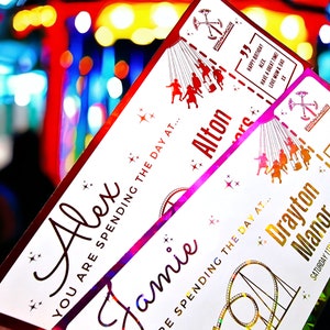 Themenpark Überraschungskarte, Geburtstagsgeschenk Tagesausflug, benutzerdefinierte Folienkarte, Teenagergeschenk, personalisierter Geschenkgutschein