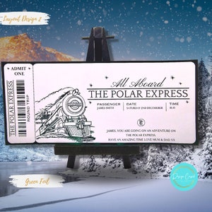 Personalisiertes Polar Express Ticket, Folien Bordkarte, Einladung
