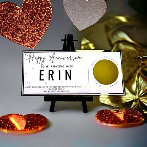 Carte à gratter anniversaire personnalisée, cadeau d’anniversaire, chèque-cadeau, billet personnalisé, billet foil, 1er anniversaire, mariage en papier