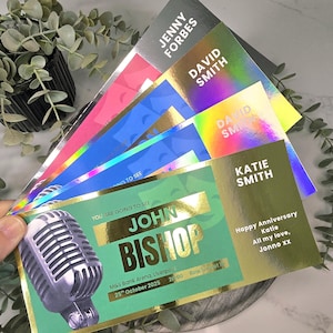 Personalisiertes Comedy Show Ticket Geschenk - individuelle Folie Andenken für Sie oder Ihn, lustiges Überraschungsgeschenk, handgefertigter Event-Gutschein