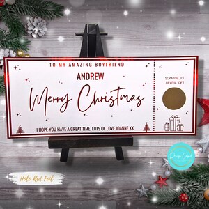 Bon cadeau personnalisé à gratter pour Noël, feuille d'or à gratter, cadeau de Noël, gratter pour révéler, billet cadeau