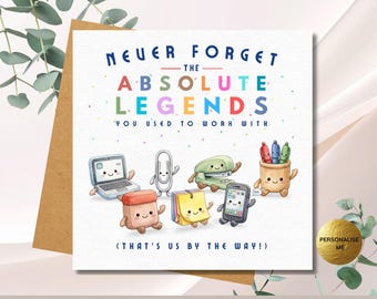 Leaving Card Colleague Funny, Cute Stationery Work Friend Leaving Card, Legendary Work Friends Goodbye Card, Never Forget Plushie Characters