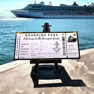 Überraschungs-Kreuzfahrtreise Foil Bordkarte, Foil Ticket, Bordkarte, Geburtstagsgeschenk, Cruise Trip Reveal, personalisiertes Ticket, Jubiläum