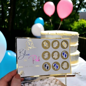 Carte à gratter baby shower, sexe révélateur surprise, jeu baby shower, garçon, fille, billet papier peint, révélation surprise