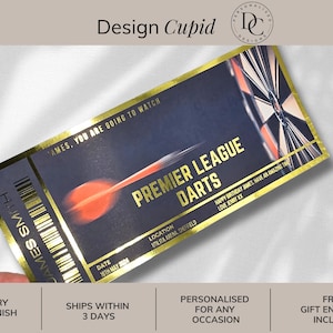Personalised Darts League Foil Ticket: Surprise Sports Gift Voucher