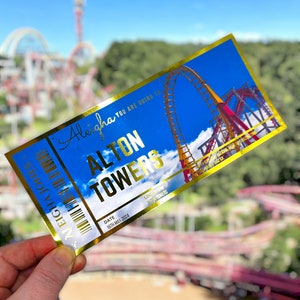 Freizeitpark Überraschungsgutschein, Freizeitpark Geschenk, Geburtstagsgeschenk Tagesausflug, benutzerdefinierte Folienkarte, Teenager Geschenk, personalisierter Geschenkgutschein