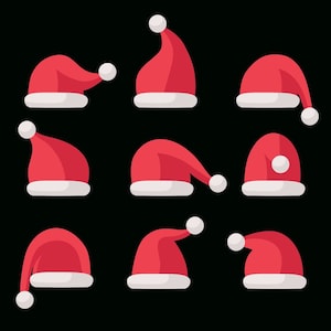 9 Santa Hat SVG, Cristmas Hat Layered cut file, Christmas SVG, Xmas Clipart, Holiday Winter Kid