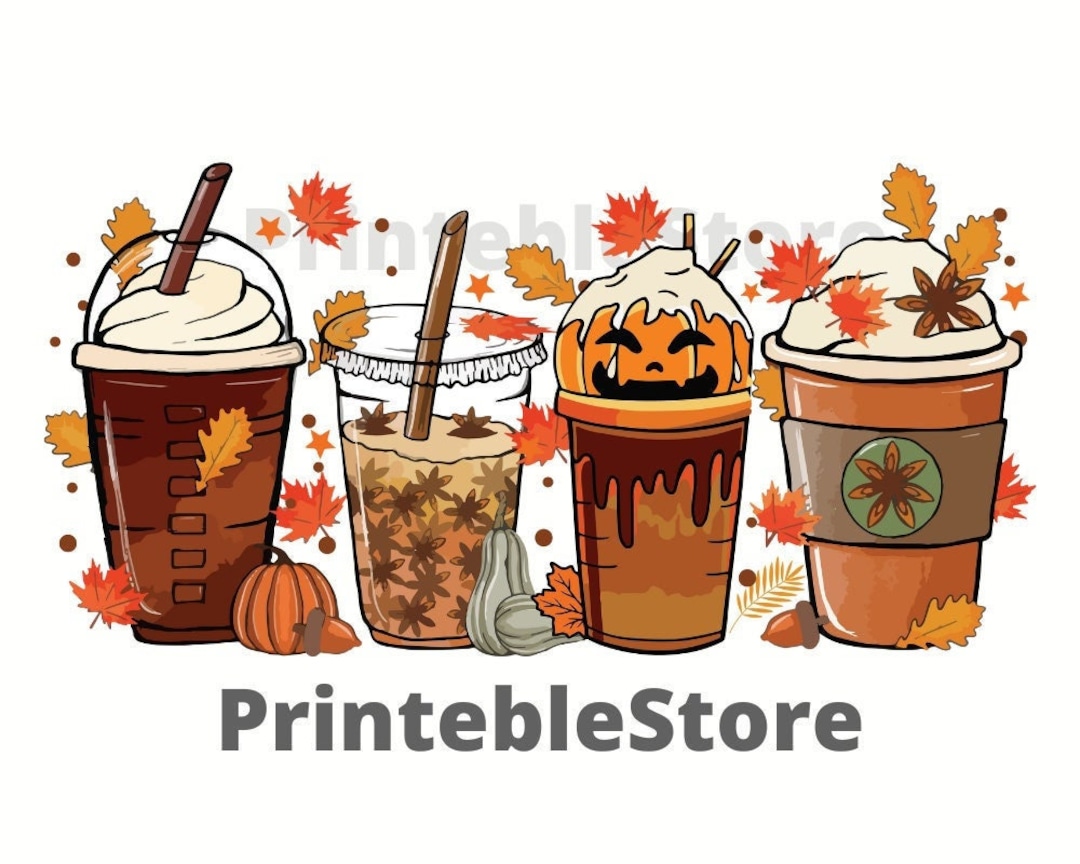 Fall Coffee PNG Pumpkin Spice Latte Iced Warm Cozy Autumn Orange ...
