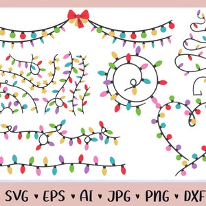 クリスマス ライト SVG バンドル | ベクター、EPS、DXF | Cricut、Silhouette 用ファイル | クリスマス ライト ストリング | デジタル ダウンロード | クリスマス SVG