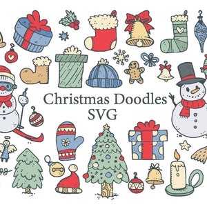 Weihnachten SVG Clip Art kommerzielle Nutzung, Doodle Winter Clipart, Skandinavische Feiertage, Weihnachtsbaum, Weihnachtsbaum, Weihnachtsmann