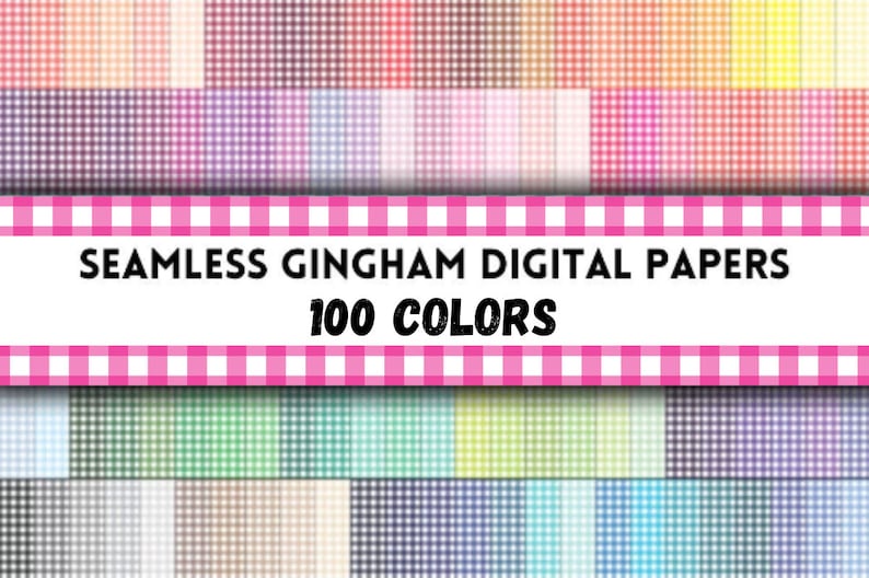 Seamless Gingham Digital Paper Bundle - 100 Seamless Digital Files ...