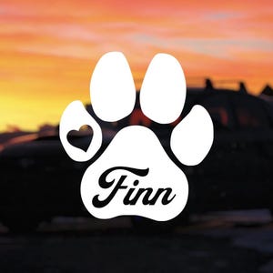Pet Name Decal, Car Window Decal, Custom Sticker, Paw Print Sticker, Vehicle Decal, Dog Mom.
