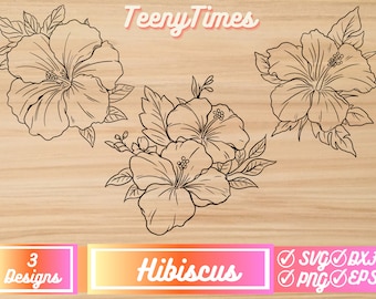 Hibiscus Flower SVG Bundle, Hawaii Floral Designs (Digital Download)