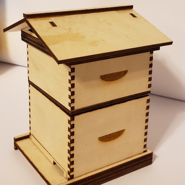 Laser Cutter File Miniature Bee Hive and Nucleus Box pdf, dxf, svg, LightBurn, png