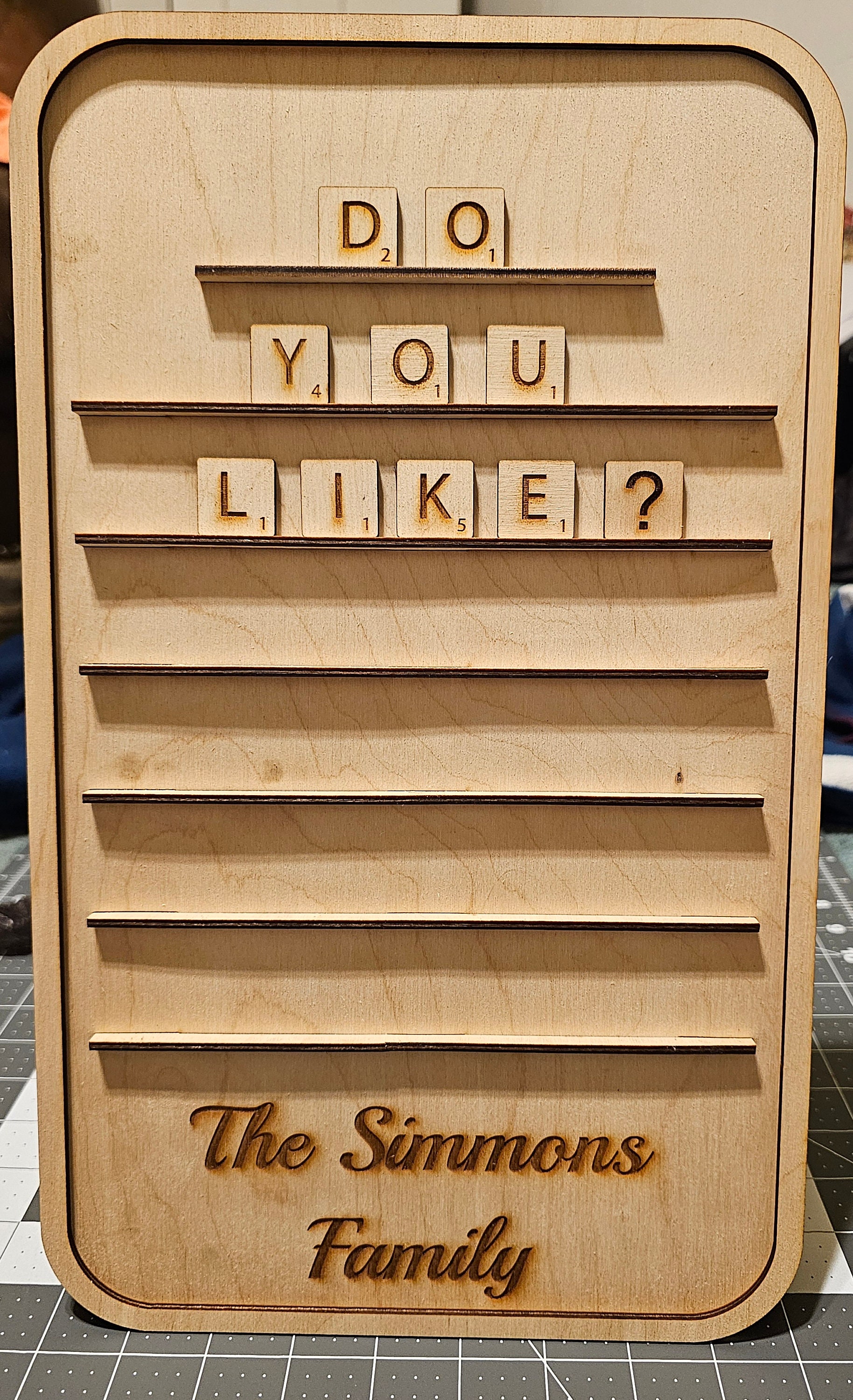 Digital Scrabble Message Board for Download. dxf, svg, lbrn, pdf, png