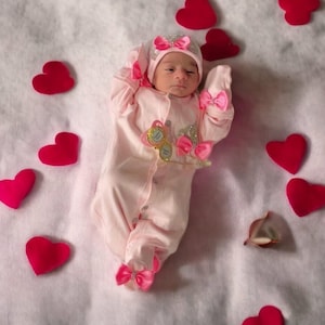 Personalized Newborn Girl Romper Set: Bow Crown, Take Me Home Outfit
