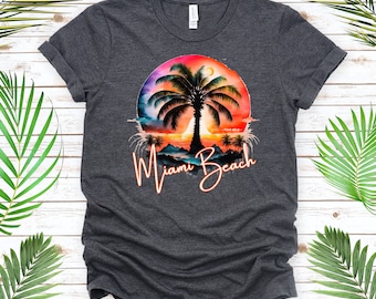 Miami Beach, Florida, College gift for son daughter, souvenir shop apparel, Palm Beaches, FL t-shirt, vacation top, Sunset Beach, FourWild