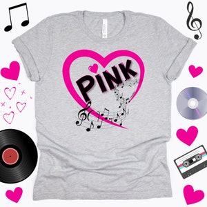Pink Shirt, Music Concert, Pop Rock, Music Tour 2023, Concert Tour 2023, Music Rocks, Music Notes, Music Graphic Tee, Rosado, I Love Pink