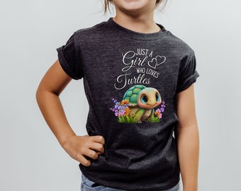 Just a Girl Who Loves Turtles Tshirt, Turtle Lover Shirt, Gift for Turtle Lovers, Cute Kids Tee of Sea Turtle, little Girl Birthday Present