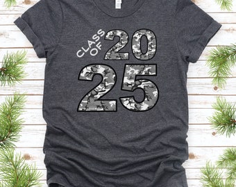 Class of 2025 Camo T-shirt, School Class, Graduation Year 2025, Twenty Twenty-Five, Camouflage Apparel