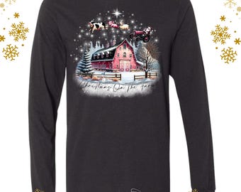 Christmas on the Farm, Joy to the World Shirt, Tradition, Merry Christmas Shirt, Christmas Faith, Joy, Feliz Navidad, Christmas Joy Shirt