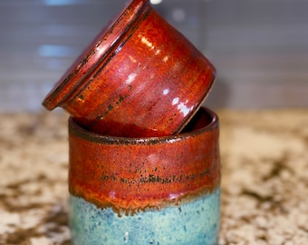 Copper and Turquoise Butter Crock