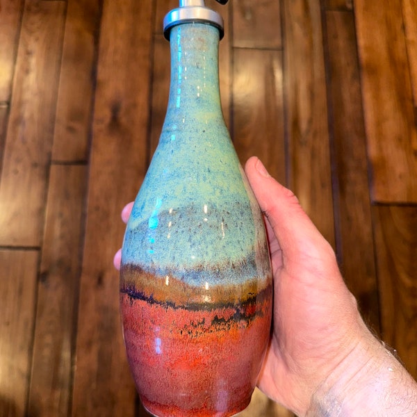 Turquoise and copper oil dispenser