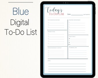 Blue Daily To Do List | GoodNotes Digital Planning | Instant Download | Productivity List