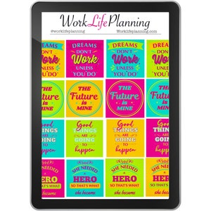 Neon Motivational Digital Stickers l Individual PNG Stickers Bundle Goodnotes Planner Digital Stickers image 2