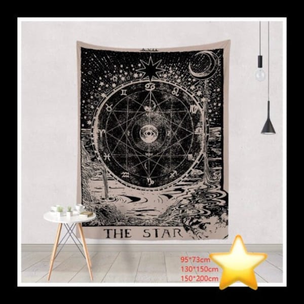 The STAR Tarot Card Tapestry Wall Art Decor Protection Healing Charm Wiccan Decor Witch Decor Occult Decor Magic Boho Decor Tarot Tablecloth