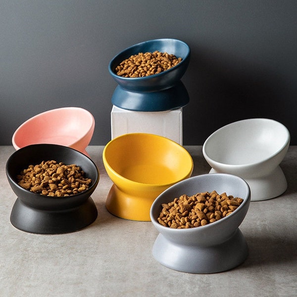 Ceramic Raised Cat Bowl Etsy