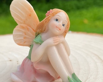 Pondering Flower Fairy Figurine, Easter Fairy Garden Miniatures, Faery Gifts for Her, Terrarium Art Supplies, Enchanted Forest Decorations