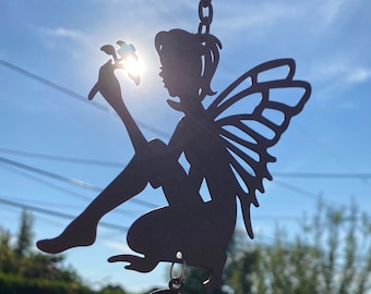 Whimsical Medium Tone Fairy Chime, Hanging Yard Ornament, Patio, Porch, or Balcony Decorations, Mothers Day Gift, Sympathy Momento