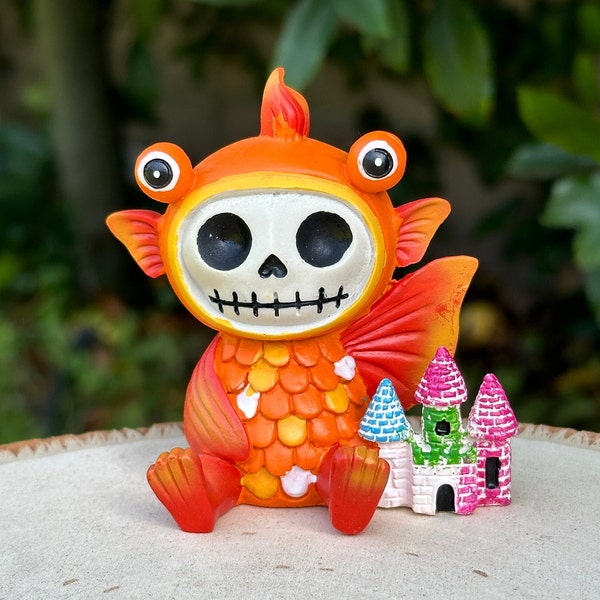 Furrybones "Goldfish" Collectible, Quirky Goth Gifts, Japan Fans, Small Halloween Skeleton, Horror Gifts and Collectibles