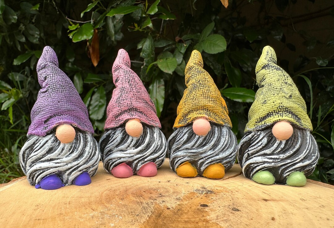 Whimsical Garden Gnomes With Blowing in Wind Beards four Colors Gnome