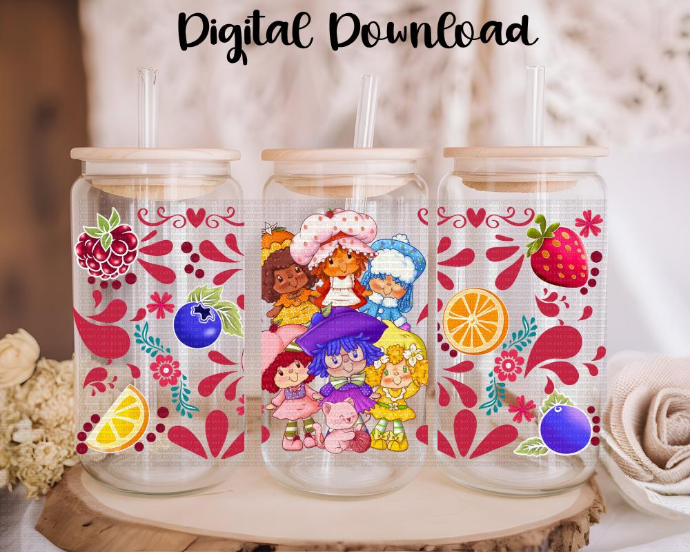 Strawberry Friends PNG,Digital Download,16 oz UVDtf Cup wrap