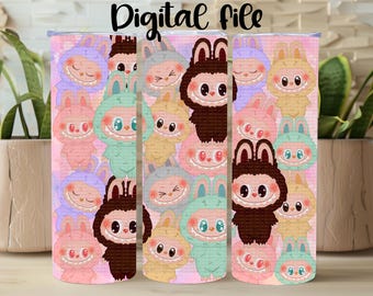 20oz LABUBU Tumbler Wrap, Sublimation PNG, Tumbler PNG Digital Download, Labubu Wrap Design, Instant Download, Labubu with Name Cartoon