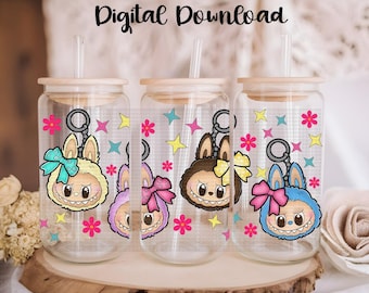 Bubu Monsters Trinkets I PNG, Digital Download, 16oz Libbey Glass Can UVDTF Cup Wrap Design