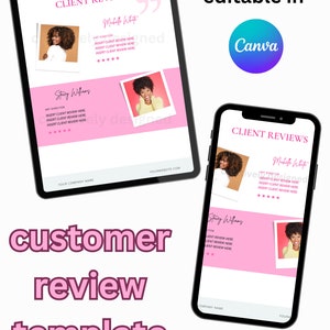 Kundenbewertungsvorlage, Kundentestimonial, bearbeitbare Canva-Vorlagen, Instagram-Post, anpassbar, Social Media, Marketing, Bewertungen