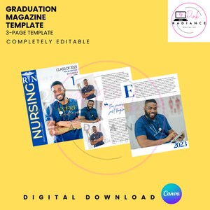 2025 Graduation Magazine Cover Invitation,Graduation Announcement,nursing graduation Invitation, Graduation Printable Instant Template,canva