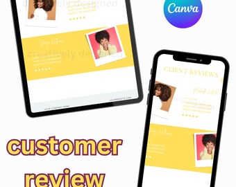 Customer Review Template, Client Testimonial, Editable Canva Templates ...