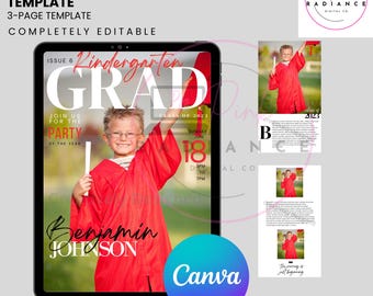 2026 Graduation Magazine Cover Invitation, Graduation Announcement, Classic Grad Party Invitation, Graduation Printable Canva Template