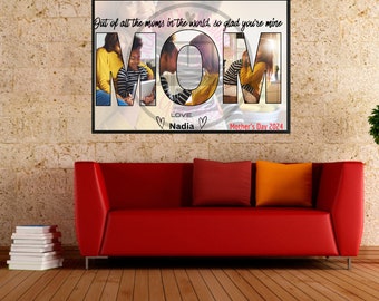 4 Viral editable Canva Mother's Day Picture Frame Templates,Mom Photo Frame,Mom Photo Collage,Mommy,Mama,Drag and Drop Template,Gift for Mom