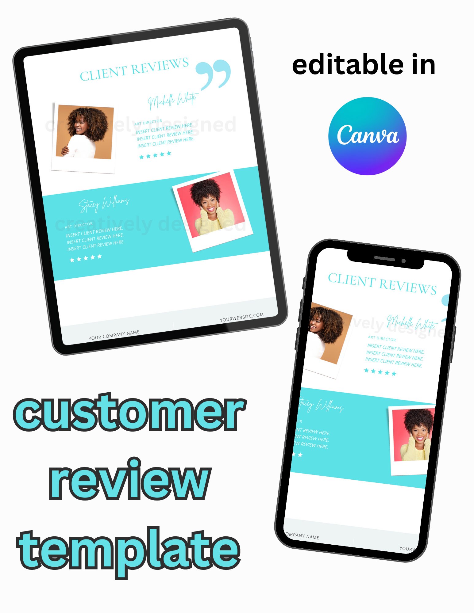 Customer Review Template, Client Testimonial, Editable Canva Templates ...