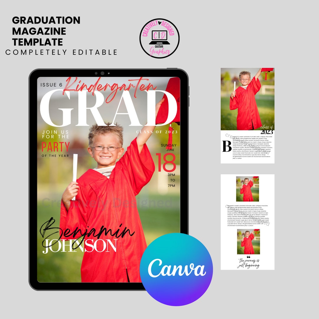 Classic Graduation Magazine Cover Invitation, Graduation Announcement