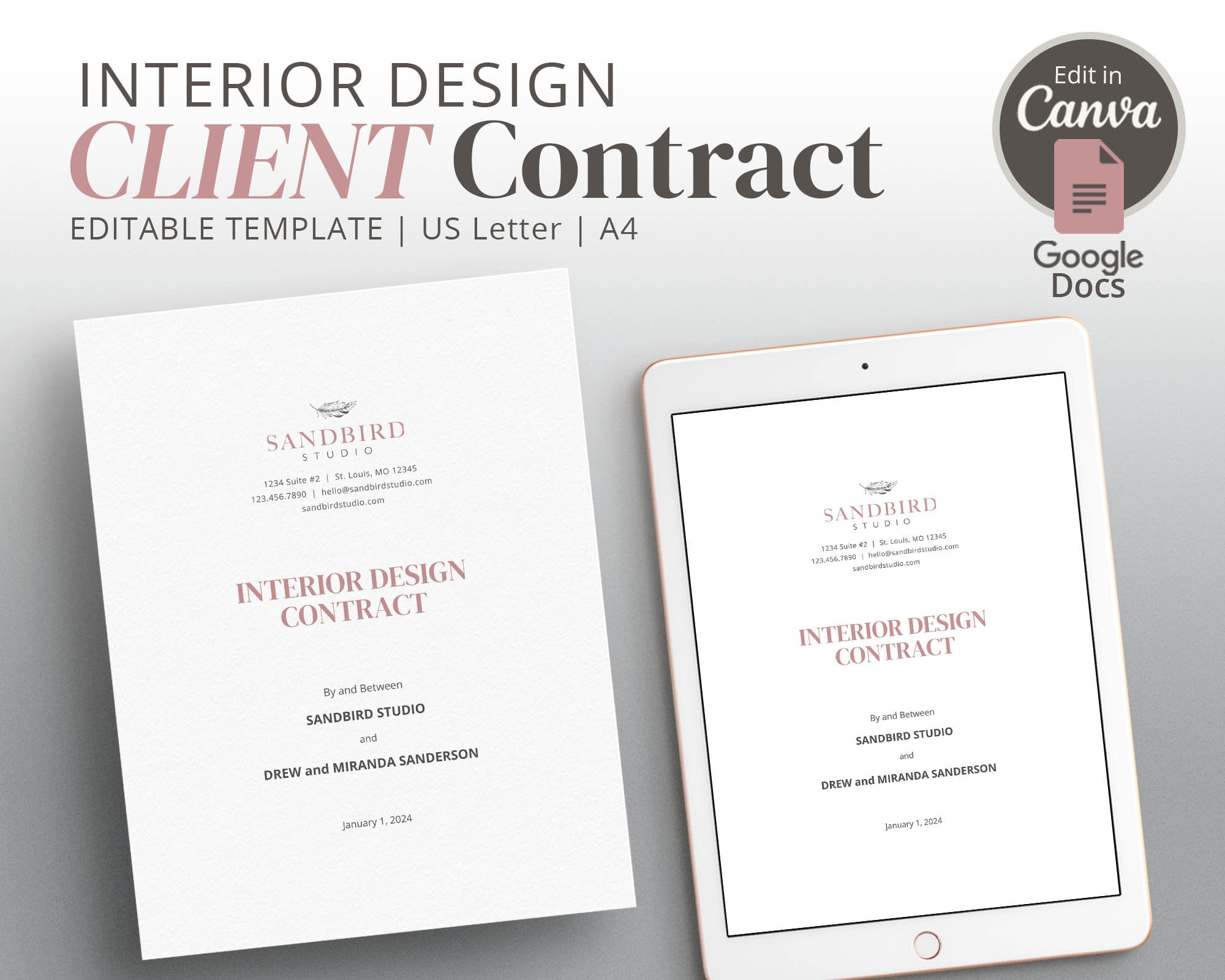 Simple Interior Design Contract Template prntbl Simple Interior Design Contract Template prntbl