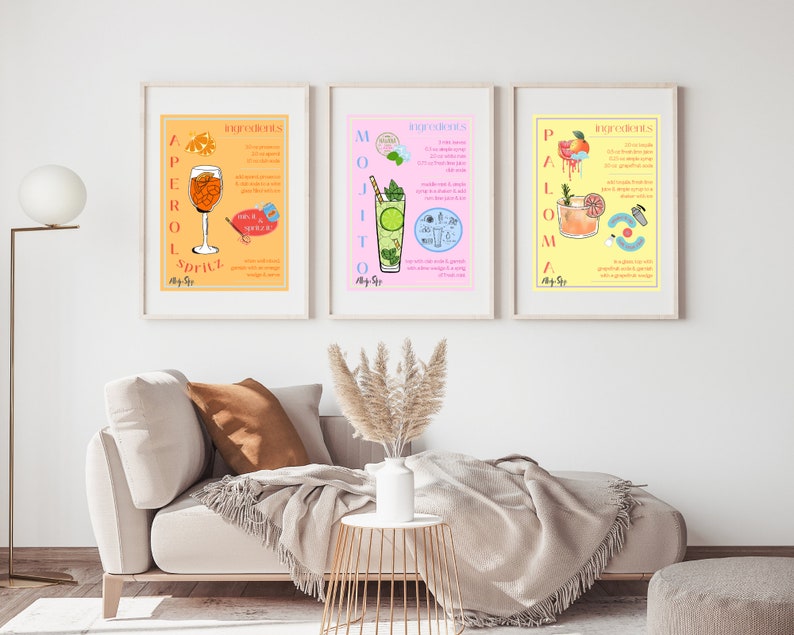 Aperol Spritz, Bar Cart Prints, Classic Cocktail Wall Art, Happy Hour